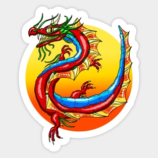 Chinese Dragon in the Sunset Sticker